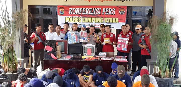 Tempo Satu Bulan, Polres Lampung Utara Ungkap 43 Kasus Dengan 53 Tersangka