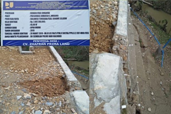 LSM KPK: Baru Selesai, Proyek Jembatan Sungai  Moramo Retak, Kontraktor Harus Beri Penjelasan