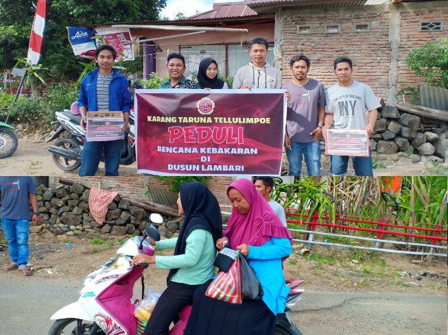 Aksi penggalangan dana untuk korban kebakaran di Dusun Lambari Desa Tellulimpoe