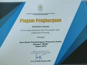 Penghargaan Pelayanan Publik Kembali di Raih Kabupaten Pinrang
