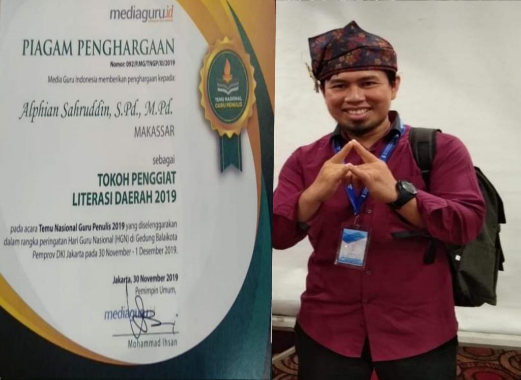 Alphian, Guru Asal Sulsel Terima Penghargaan Tokoh Penggiat Literasi Daerah 2019