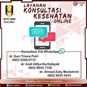 Upaya Mengurangi Aktifitas Luar Rumah Akibat Covid, DPD IMM Sulsel Sediakan Layanan Konsultasi Kesehatan Via Daring