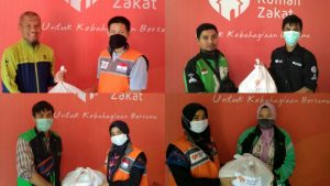 YBM BRI Sinergi Rumah Zakat Bagikan 100 Paket Sembako yang Terdampak Covid-19