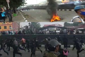 Tolak RUU Omnibus Law, Polisi Bubarkan Paksa Aksi Aliansi Pemuda Makassar Menggungat