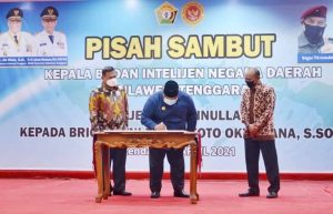 Acara Pisah Sambut Kepala Badan Intelijen Daerah Sulawesi Tenggara Berlangsung di Rujab Gubernur