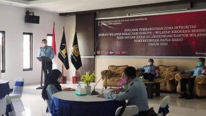 Kanwil Kemenkumham Papua Barat Beserta Jajaran Ikuti Entry Meeting Evaluasi ZI WBK/WBBM Tahun 2021