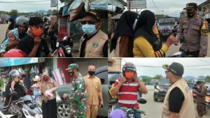 Gabungan Tripika di Topoyo Gelar Operasi Yustisi dan Pembagian Masker