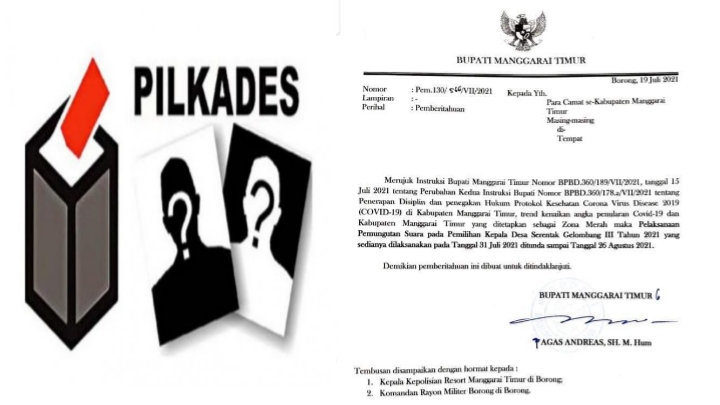 Surat pemberitahuan Bupati Manggarai Timur tentang penundaan pemungutan suara Pilkades serentak di Matim