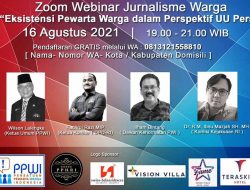 Webinar Jurnalis Warga Sukses, Ilham Bintang : Pewarta Warga Lebih Tinggi dari Wartawan