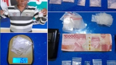 Foto terduga pelaku dan barang bukti yang di amankan