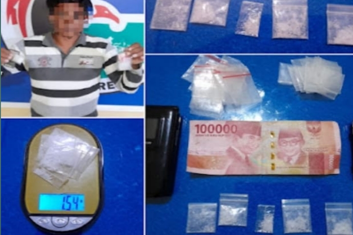 Foto terduga pelaku dan barang bukti yang di amankan