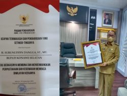 Bupati Konawe Selatan Raih Penghargaan Dari Perpusnas RI