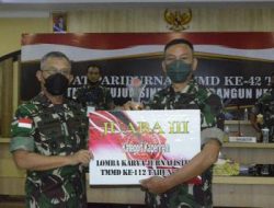 Penrem 121/Abw Raih Juara Ketiga LKJ TMMD Ke-112 tahun 2021 Yang Diselenggarakan Dispenad