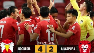 Foto reaksi Timnas Indonesia usai menang 4-2 atas Singapura