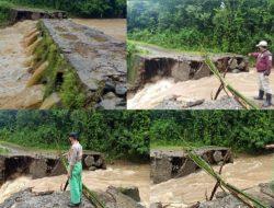 Curah Hujan Tinggi Akibatkan Jembatan Terputus, Personil Polsek Bungaya Cek Lokasi