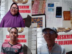 Tim Resmob Polres Bulukumba Amankan 3 Pelaku Judi Online Togel, Satu Diantaranya IRT