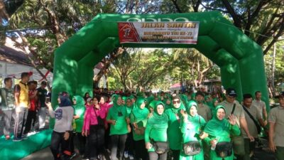 Ratusan Orang di Bantaeng Ikuti Jalan Santai HUT TNI Ke 77, Dandim : Jadikan Ajang Silaturahmi