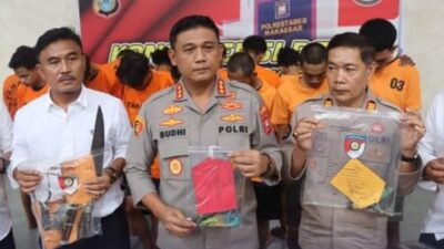 Sat Reskrim Polrestabes Makassar Bekuk 20 Pelaku Pembusuran, 5 Diantaranya di Hadiahi  Timah Panas
