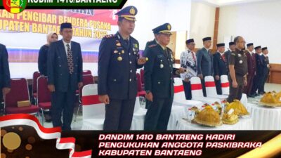 Dandim 1410 Hadiri Pengukuhan Anggota Paskibraka Kabupaten Bantaeng