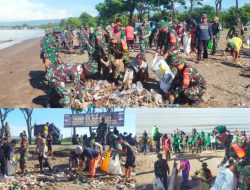 Kodim 1410 Bantaeng Gandeng Mahasiswa dan Masyarakat Bersihkan Pantai Wisata Biangkeke