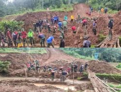Personel TMMD Ke-121 Kodim 1424/Sinjai Bangun Jembatan untuk Permudah Akses Warga