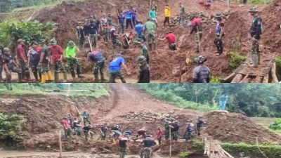 Personel TMMD Ke-121 Kodim 1424/Sinjai Bangun Jembatan untuk Permudah Akses Warga