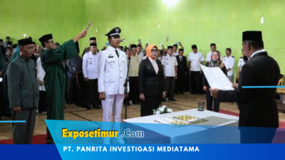 Disaksikan Pimpinan dan Anggota DPRD, Bupati Andi Utta Lantik Kepala Desa Tambangan
